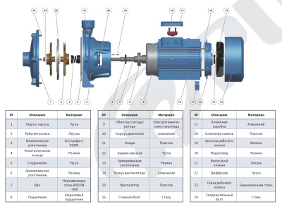 Центробежный насос с двумя рабочими колесами Purity P2C 50-180/75 (N)